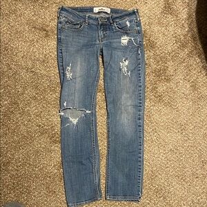 Slim Distressed Women's Skinny Jeans in Medium Blue